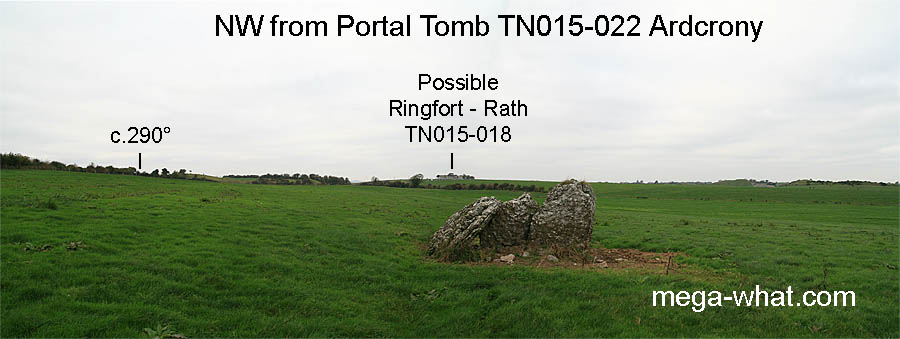 NW from Ardcrony Portal Tomb, Tipperary, Ireland.