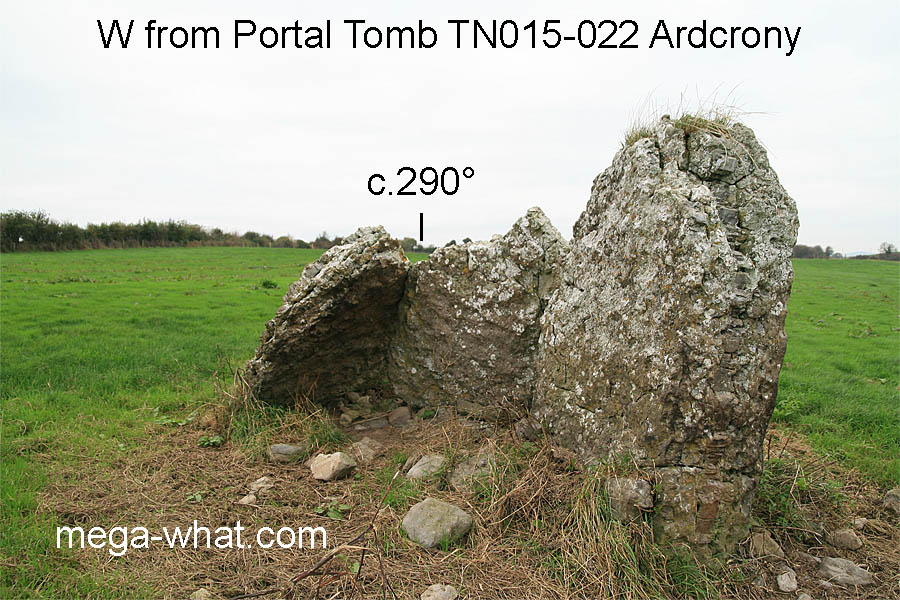 W from Ardcrony Portal Tomb, Tipperary, Ireland.