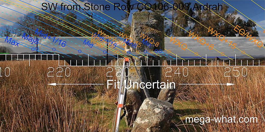 Axially SW from Ardrah Stone Row, Cork, Ireland.