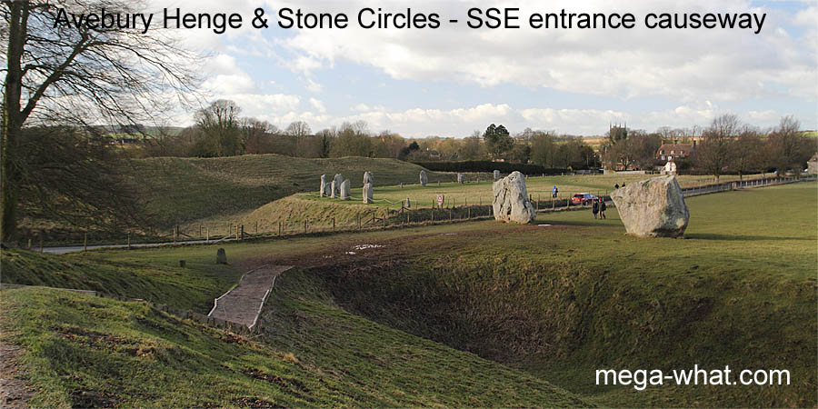 SSE entrance causeway of Avebury Henge & Stone Circles, Wiltshire, England.
