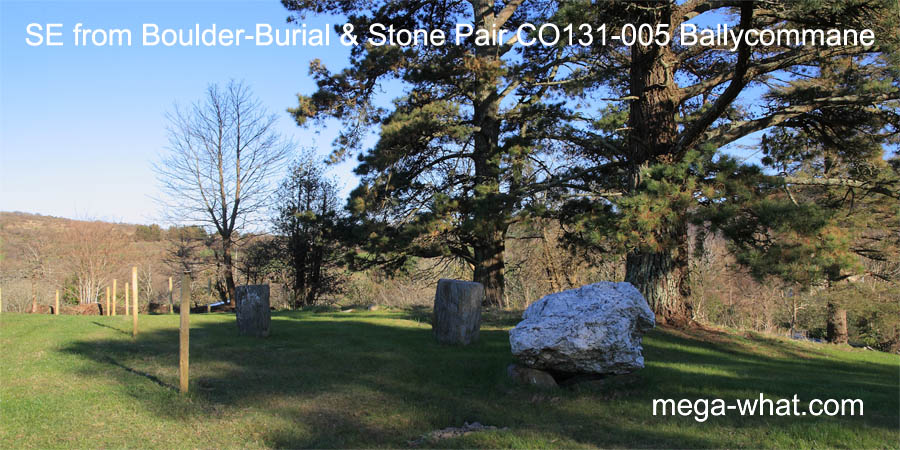 SE from Ballycommane Standing Stone Pair & Boulder-Burial, Cork, Ireland.