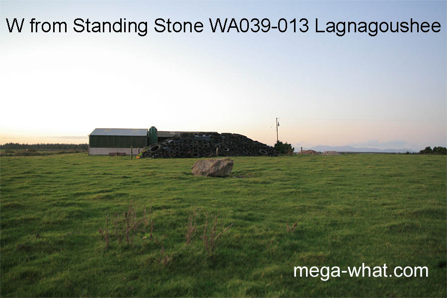 W from Lagnagoushee Standing Stone, Waterford, Ireland.