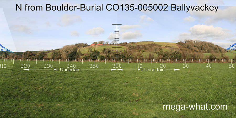 SE axial view from Ballyvackey Boulder-Burial