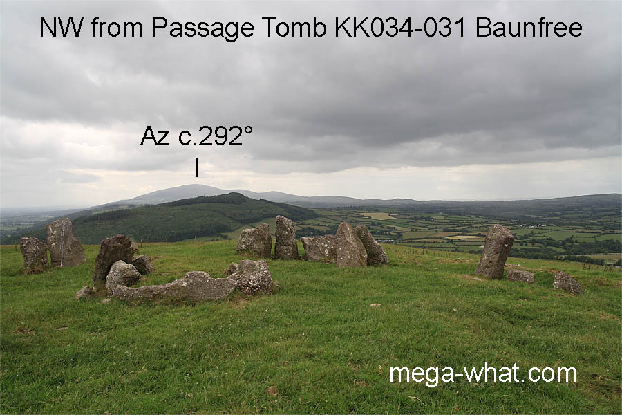 NW from Baunfree Passage Tomb, Kilkenny, Ireland.