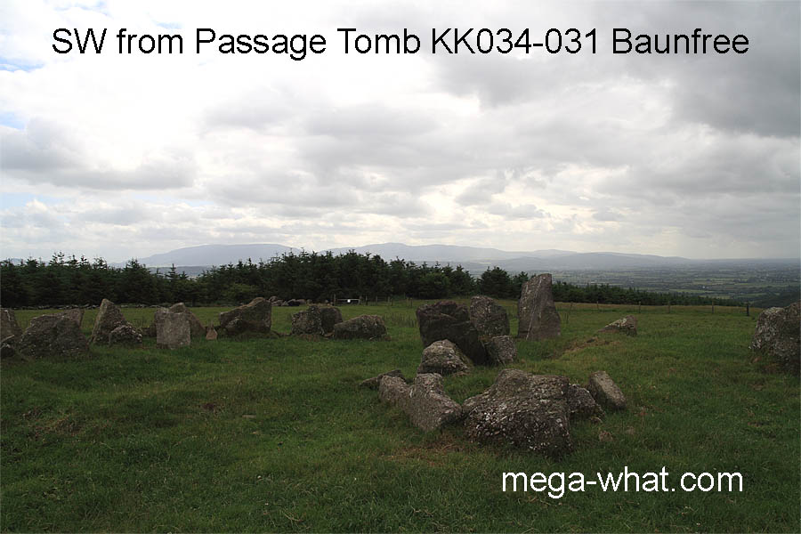 SW from Baunfree Passage Tomb, Kilkenny, Ireland.