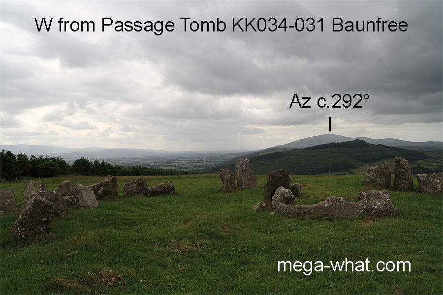 W from Baunfree Passage Tomb, Kilkenny, Ireland.