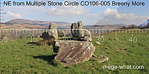 NE axial view from Breeny More Stone Circle & Boulder-Burials