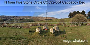 View N from Cappaboy Beg Five Stone Circle