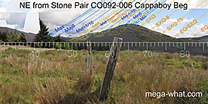 NE axial view from Cappaboy Standing Stone Pair