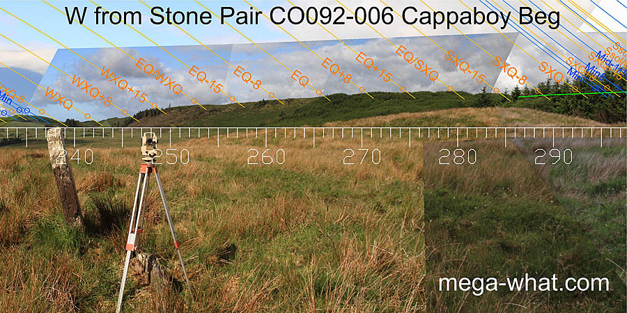 W from Cappaboy Beg Standing Stone Pair, Cork, Ireland.