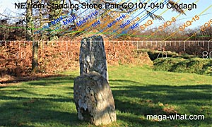 NE axial view from Clodagh Standing Stone Pair
