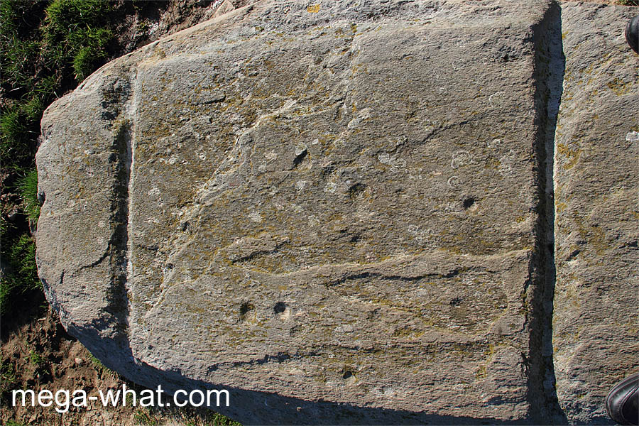 Cup marks and carvings on the top of Coorleigh South Mass Rock / Boulder-Burial, Cork, Ireland.