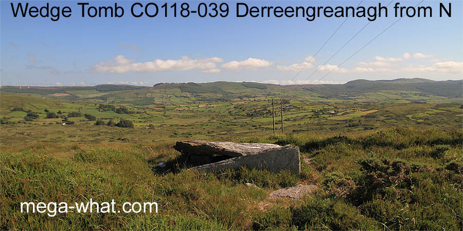 Derreengreanagh Wedge Tomb, Cork, Ireland from NW.