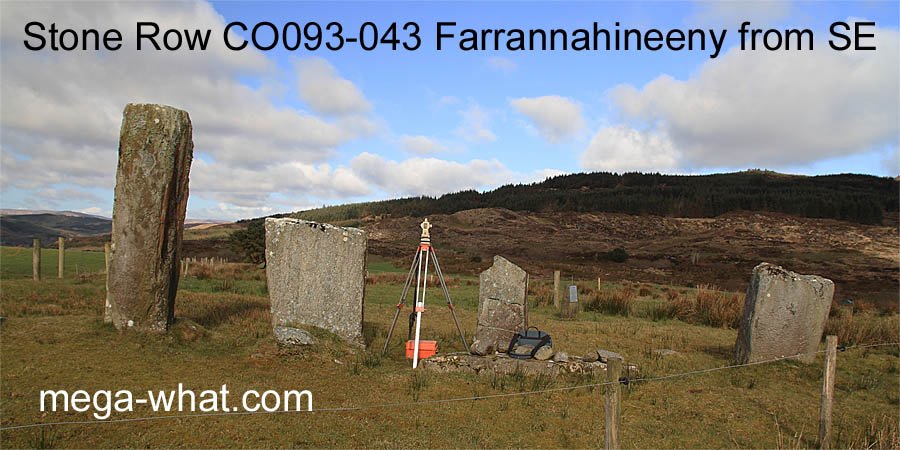 Farrannahineeny Stone Row, Cork, Ireland, from SE.