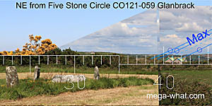NE axial view from Glanbrack Stone Circle & Pair