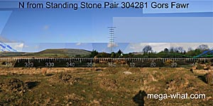 View N from Gors Fawr Standing Stone Pair