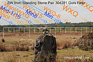 SW axial view from Gors Fawr Standing Stone Pair
