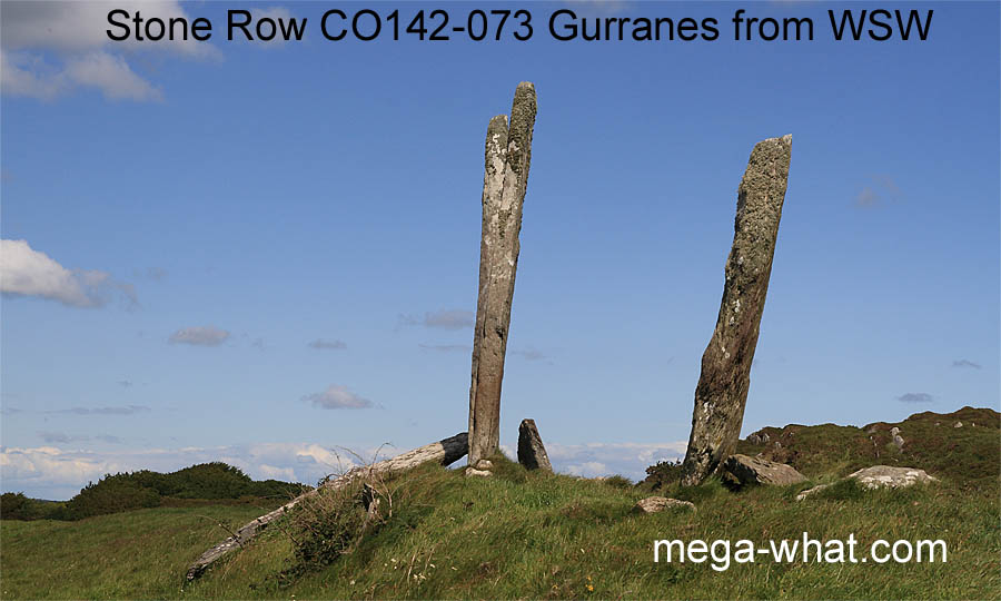 Gurranes Stone Row, Cork, Ireland from WSW.