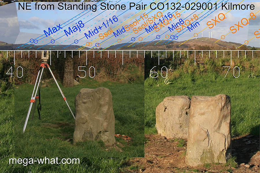 NE axial view from Kilmore Standing Stone Pair