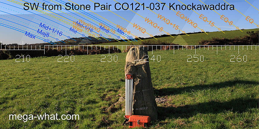 SW axial view from Knockawaddra Standing Stone Pair