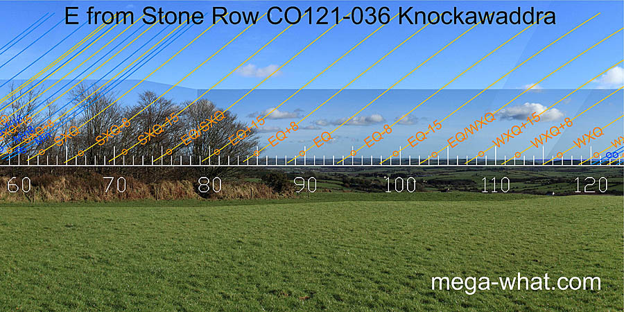 E from Knockawaddra Stone Row, Cork, Ireland.