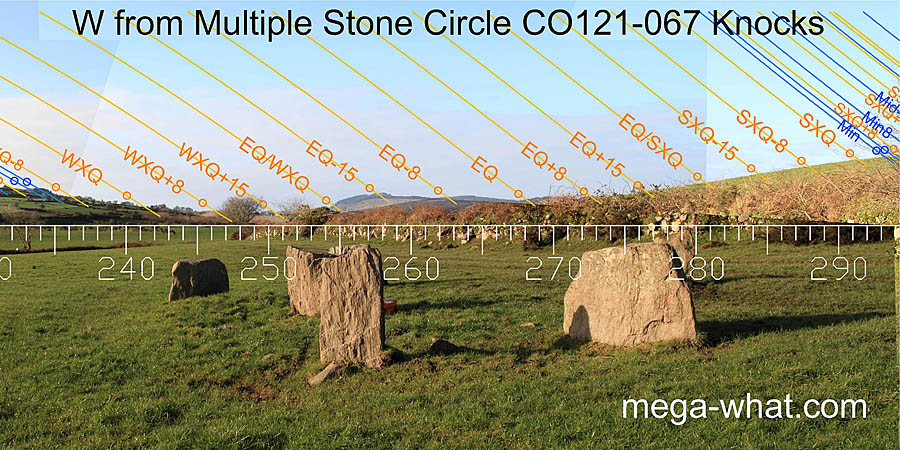 W from Multiple Stone Circle CO121-067 Knocks, West Cork, Ireland.
