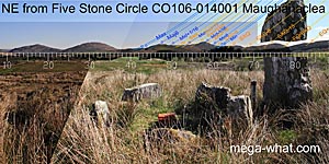 NE axial view from Maughanaclea Five Stone Circle