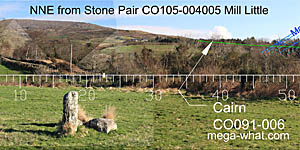 NE axial view from Mill Little Standing Stone Pair