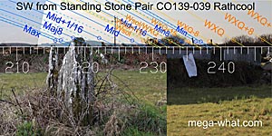 SW axial view from Rathcool Standing Stone Pair