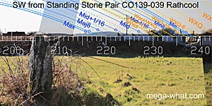 SW axial view 2 from Rathcool Standing Stone Pair