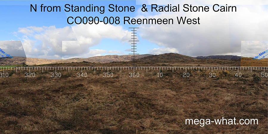 View N from Reenmeen Standing Stone & Radial Stone Cairn