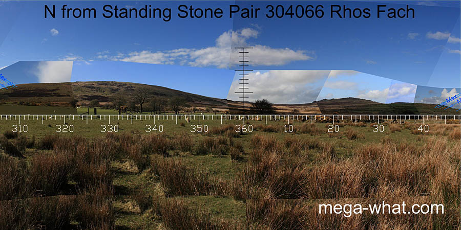View N from Rhos Fach Standing Stone Pair