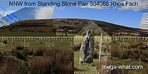 NW axial view from Rhos Fach Standing Stone Pair