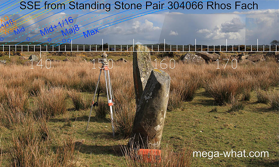 SE axial view from Rhos Fach Standing Stone Pair