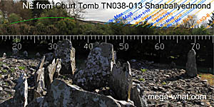 NE axial view from Shanballyedmond Court Tomb