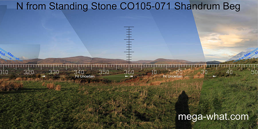 View N from Shandrum Beg Fallen Standing Stone