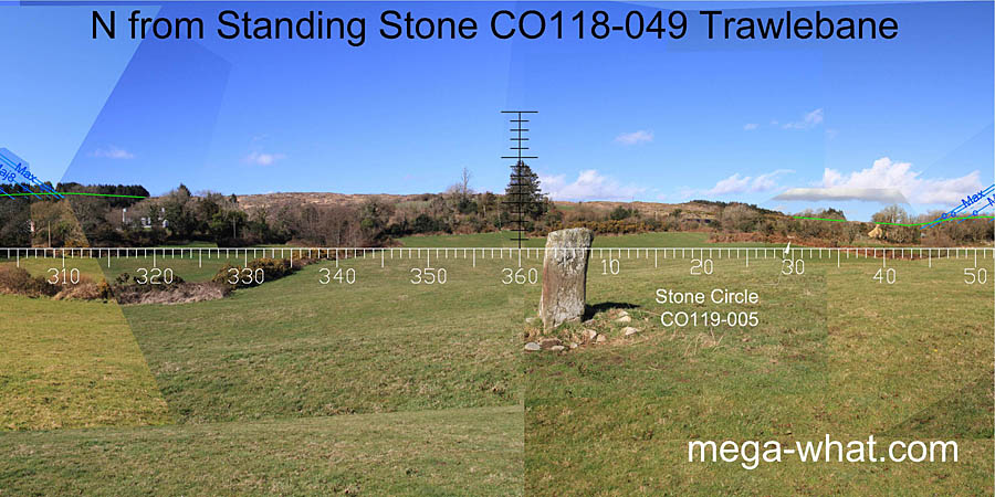 N axial view from Trawlebane Standing Stone