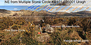 NE axial view from Uragh Multiple Stone Circle & Boulder-Burial