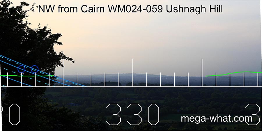 NW from Ushnagh Hill Cairn, West Meath, Ireland.
