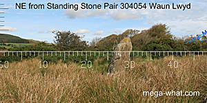 NE axial view from Waun Lwyd Standing Stone Pair